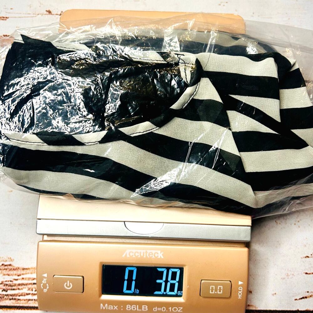 ⚫⚪Black White Striped Sheer Cover Up OSFM Beach Vacation - Picture 12 of 12